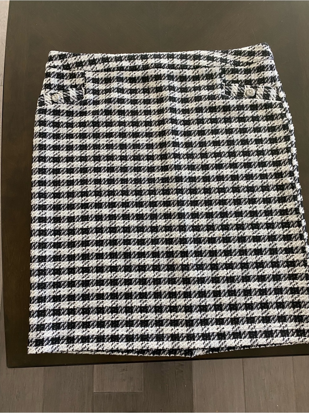 Suzy Shier Black and White Houndstooth Tweed Pencil Skirt pull on XXL 18.00